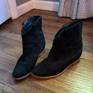 Carlos by Carlos Santana Black Rowen Ankle Boots Block Heels Black Size 7.5